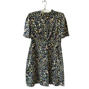 Boden Short Sleeves Floral High Neck Dress
